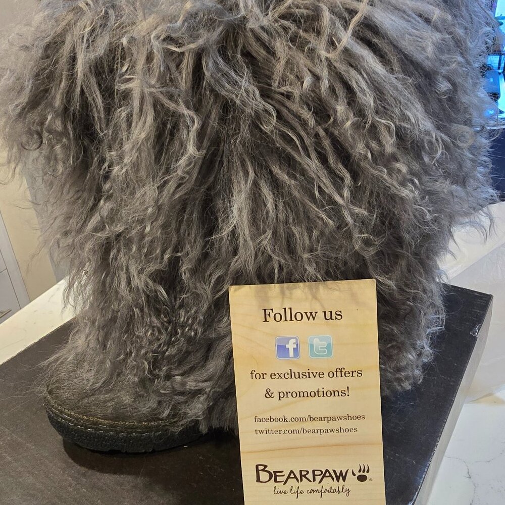 Bear Paw Women's Boots Boetis II Charcoal Grey Lamb Fur Size 5 NEW 1294W 030